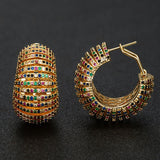 Multicoloured Zircon Copper Micro-inlaid Gold Electroplated Earrings - Dazpy