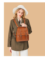 Oil Wax Leather Shoulders Versatile Single Backpack - Dazpy