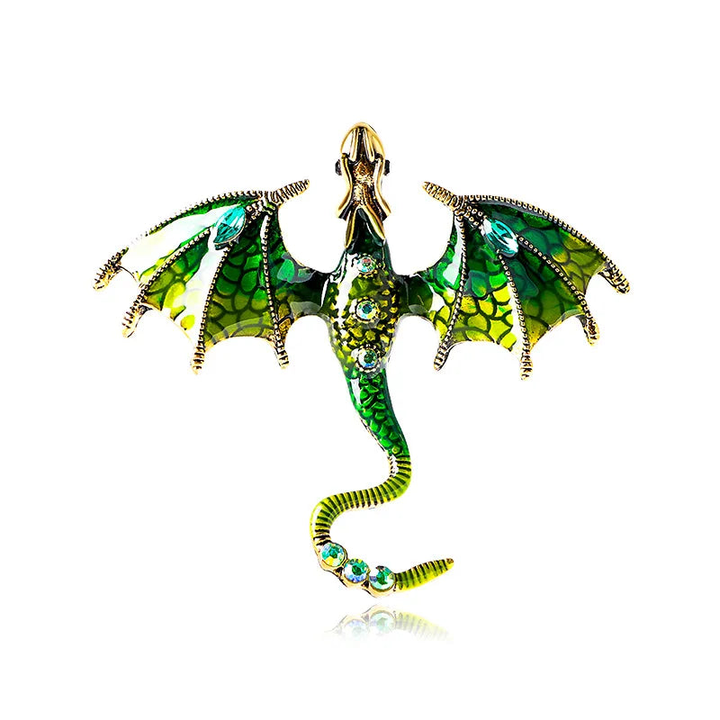 Vintage Enamel Flying Dragon Brooch