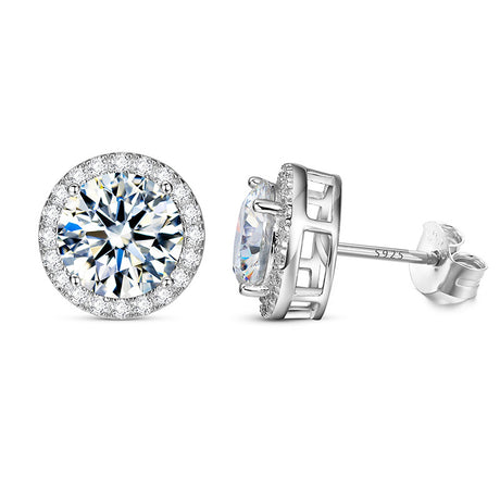 S925 Sterling Silver D Color Moissanite Classic Rock Sugar Earrings - Dazpy