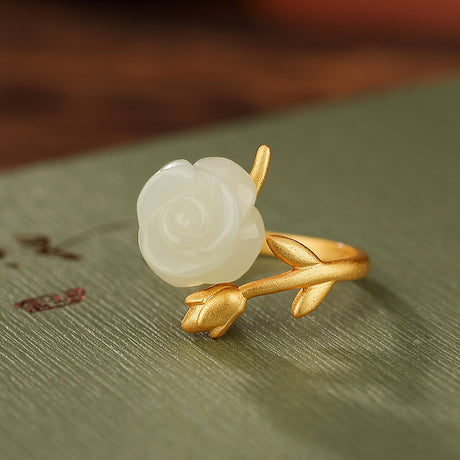 Natural Hetian Jade Qingyu Ring - Dazpy