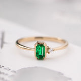 Women's Emerald Diamond Ring With Colored Stones - Dazpy