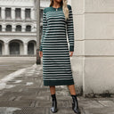 Women's Striped Long-Sleeve Knit Dress