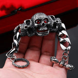 Titanium Steel Inlaid Gemstone Domineering Men's Gabala Skull Bracelet - Dazpy