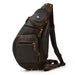 Chest Bag Men's Diagonal Bag Leather Casual Outdoor Travel Bag Shoulder Bag - Dazpy