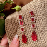 Ruby Drop Earrings Wedding Banquet - Dazpy