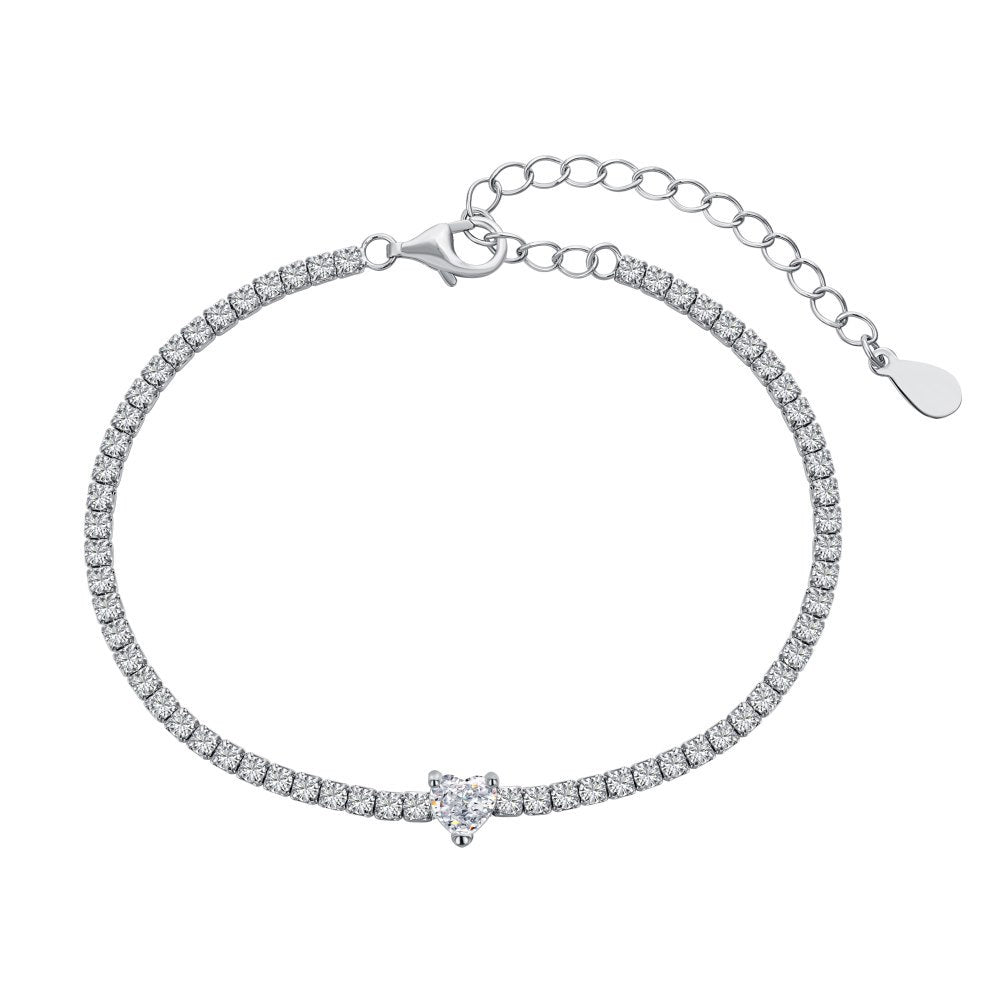 S925 Sterling Silver Diamond Love Bracelet Female - Dazpy