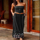 Strapless Floral-Print Long Dress