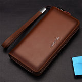 Men's long zipper leather handbag men wallet - Dazpy