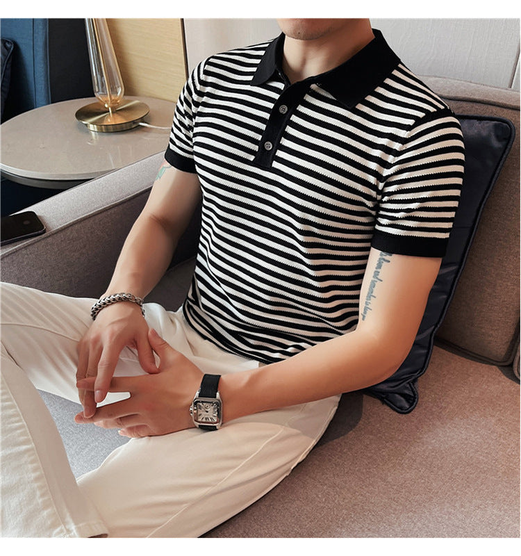 Men's Knitted High Elastic Breathable Casual T-shirt