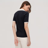 Chic Silk Knit Polo