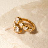 Gold-Plated Cubic Zirconia Heart-Shaped Interlaced Ring