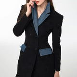 Double Breasted Trench Coat Contrasting Colors