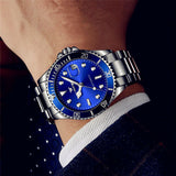 Fashion Men Watch Stainless Steel Analog Quartz Classic Male Wristwatch, Blue - Dazpy