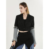 Blazer elegante de mezclilla con patchwork