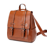 Oil Wax Leather Shoulders Versatile Single Backpack - Dazpy