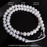 S925 Silver White Pearl Round Bead Hook Necklace About 50CM - Dazpy