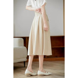 Elegant High-Waisted Pleated Skirt with Pockets