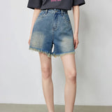 High Waist Tassel Denim Shorts for Women