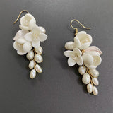 Wedding Bridal Tiara Earrings White Ceramic - Dazpy