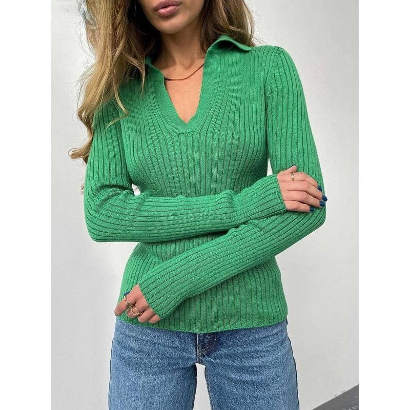 Jersey de mujer con cuello tipo polo y corte slim