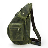 Chest Bag Men's Diagonal Bag Leather Casual Outdoor Travel Bag Shoulder Bag - Dazpy