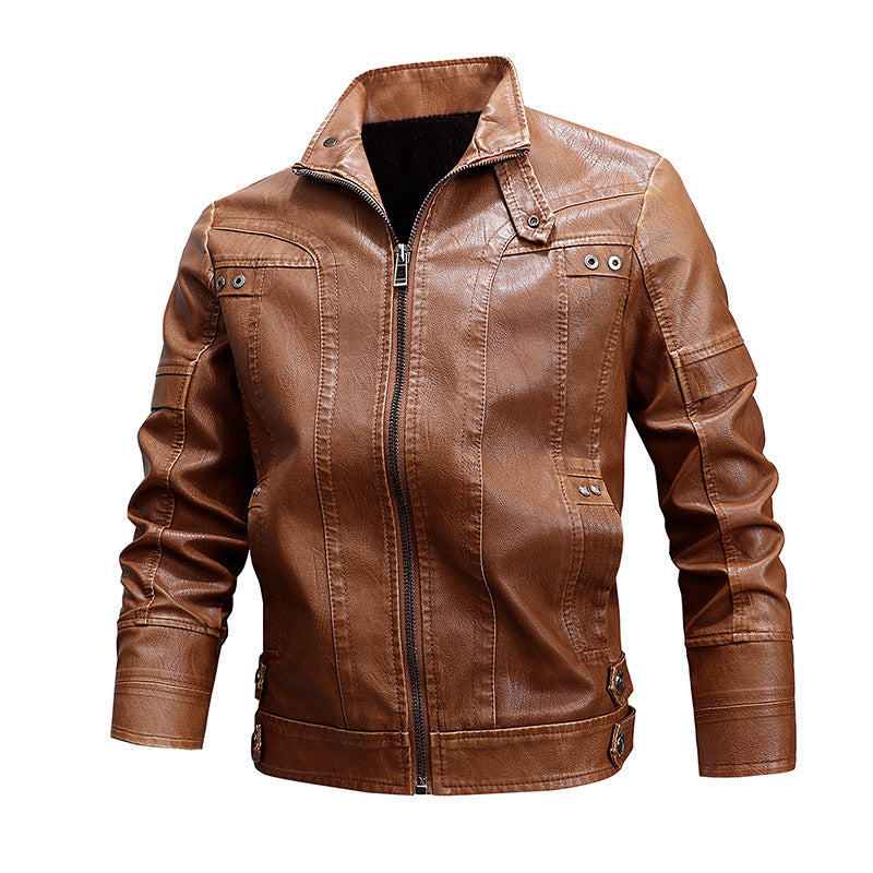 Men's Fashion Loose Lapel Leather Coat