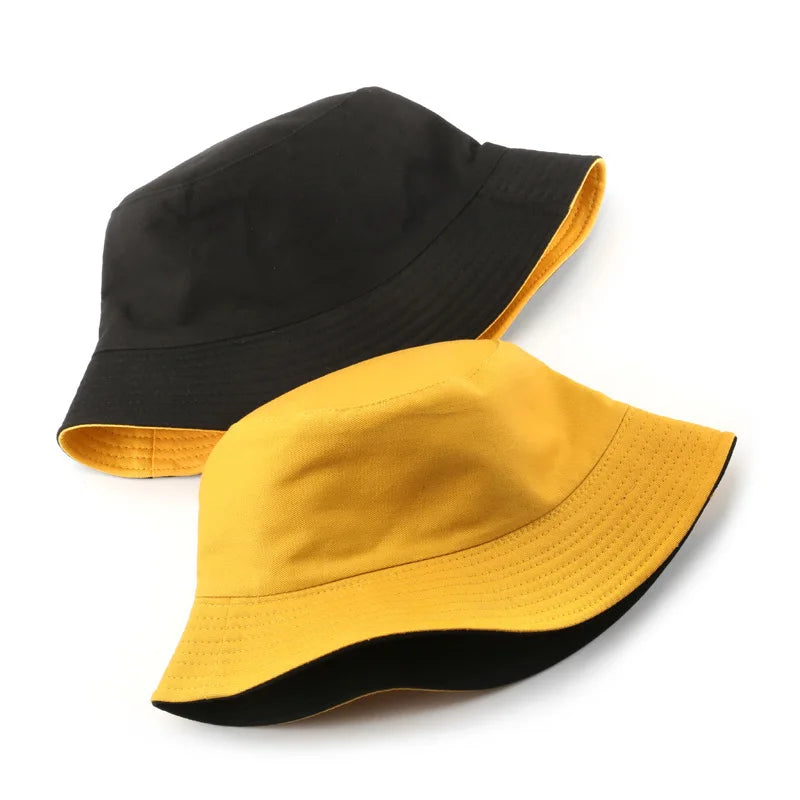 Sombrero de pescador reversible clásico de algodón negro: gorra informal para el sol para aventuras al aire libre