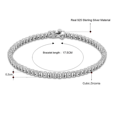 Women's Fashion Sterling Silver Zircon Bracelet - Dazpy