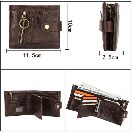 RFID anti-theft brush leather trendy men's wallet - Dazpy