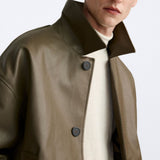 Men's Faux Leather Square Jacket