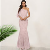 Bohemian Slant Shoulder Fishtail Gown Long Dress For Women