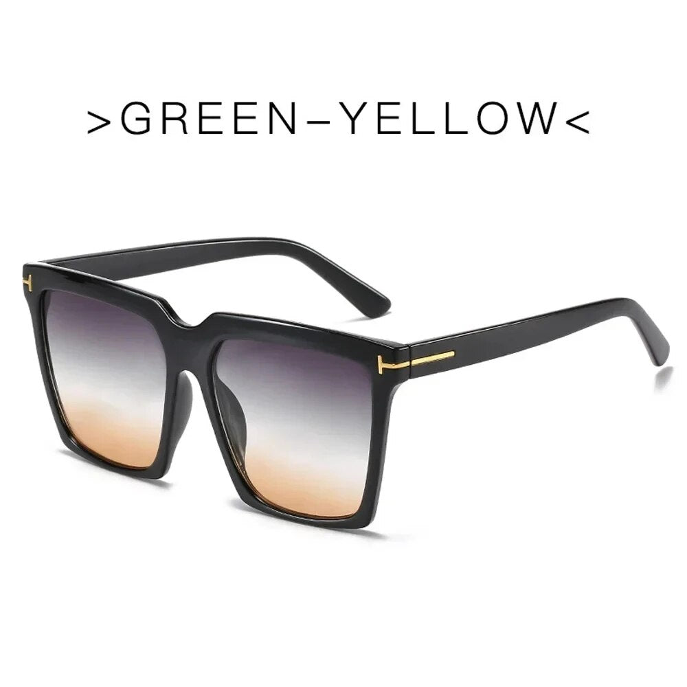 Gafas de sol cuadradas de gran tamaño y elegantes para mujer: lentes con degradado UV400