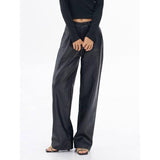 Women's Vintage Casual PU Leather Wide Leg Pants