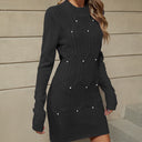 Women's Beaded Long-Sleeve Acrylic Sweater Dress