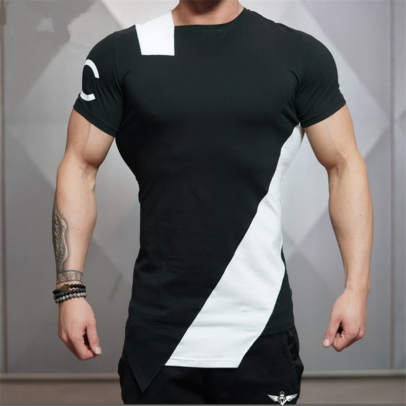 Camiseta deportiva de manga corta para hombre con corte ajustado y musculoso