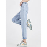 Light Blue Casual High Waist Harem Jeans