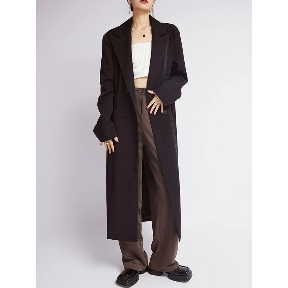 Double Breasted Coffee Trench Coat for Women