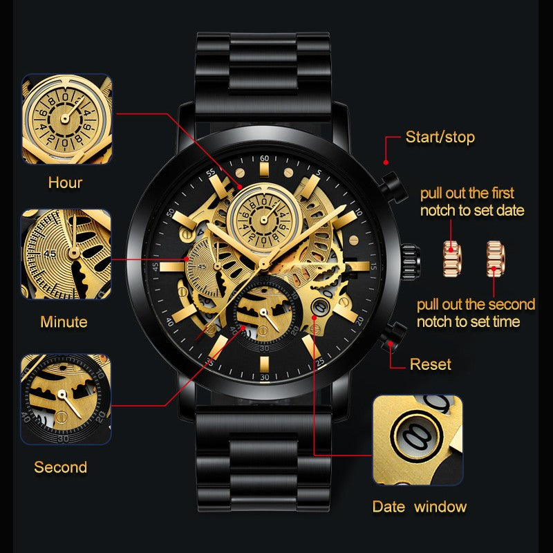 Men's Multi-functional Calendar Watch Hollowed Out - Dazpy