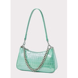 Luxe Alligator Pattern Leather Shoulder Bag with Chain Detail