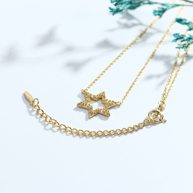 Jewelry Hexagon Star Necklace Clavicle Chain - Dazpy