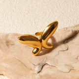 Anillo de mariposa de acero inoxidable chapado en oro de 18 quilates: pendientes gruesos elegantes para ocasiones especiales