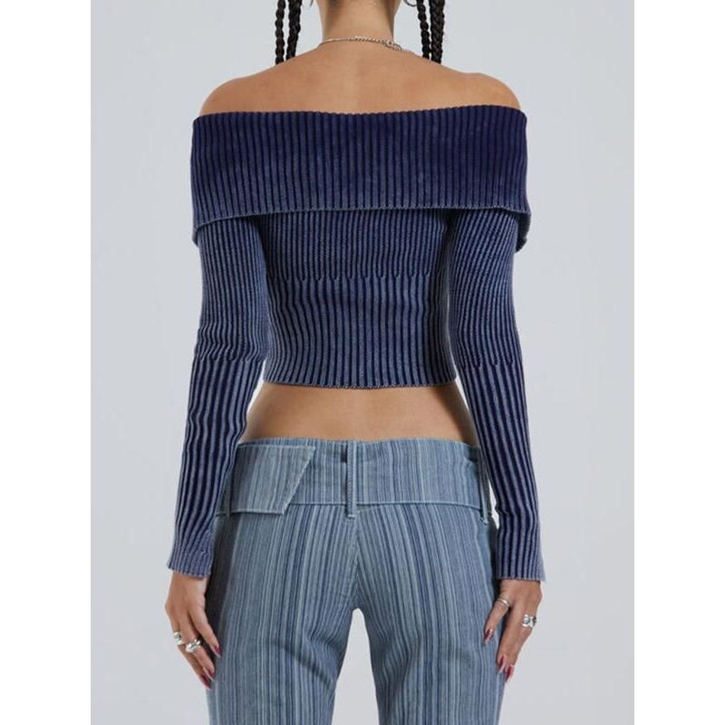 Schicker gestrickter One-Shoulder-Midriff-Cardigan