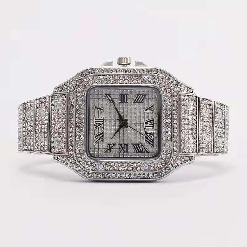 Square Diamond Steel Band Quartz Watch - Dazpy