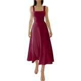 Vestido formal midi con tirantes gruesos para mujer