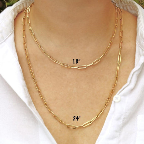 Hot Paperclip Link Chain Women Necklace Stainless Steel Gold - Dazpy