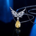 Sterling Silver Design Wings Zircon Necklace - Dazpy