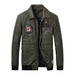 Men's Lapel Embroidery Craft Casual Leather Jacket