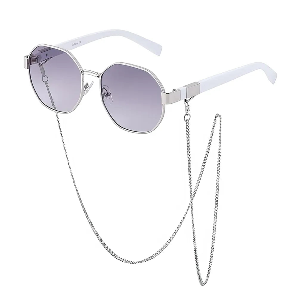 Achteckige Vintage-Sonnenbrille mit Kette