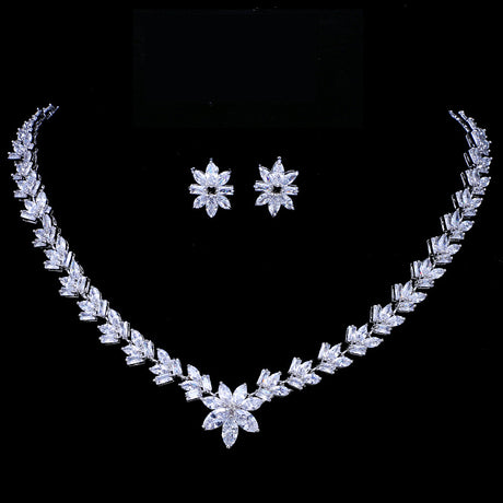 Bridal Two-piece Design Simple Flower Necklace - Dazpy